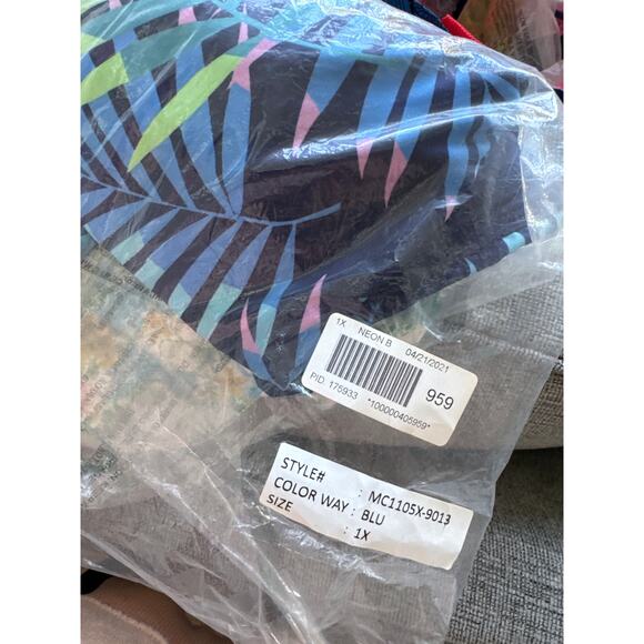 Modcloth Tropical Tie Shoulder Padded Bikini Top Blue Womens Plus Size 1X NWT - Picture 5 of 5